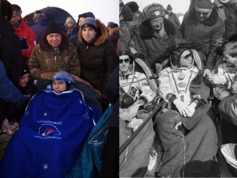 Возвращение на землю космонавтов Сергея Волкова и его отца Александра Волкова