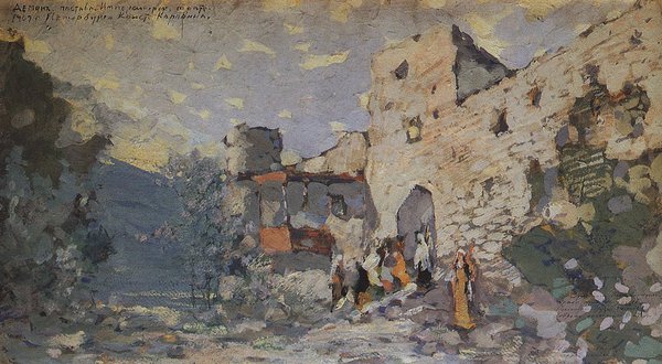 Константин Коровин. Берег Арагвы, 1902. Эскиз декорации к опере.