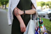 жакет Marc Jacobs, платье винтаж, сумка Bottega Veneta