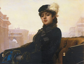 Полотно Ивана Крамского «Неизвестная» 1883 года — настоящий стрит-лук того вре- мени: и меховое пальто, и бархатная шляпка проезжающей по Аничкову