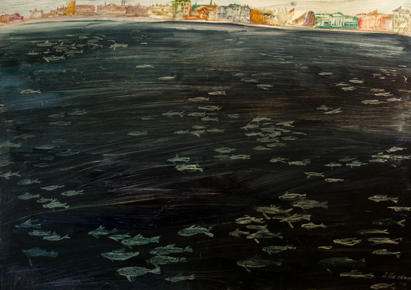 "Корюшка пошла" (2009). Картон масло