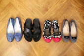 Слева направо: домашняя обувь, любимые сандалии, балетки Cocorose London и Parlanti.