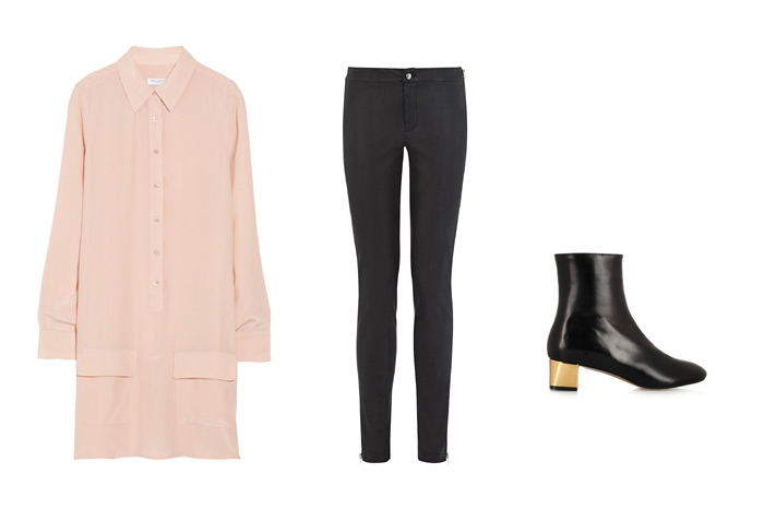 Платье Equipment, джинсы Mango, ботинки Marni