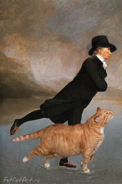 «Священник Роберт Уокер и кот, катающиеся на коньках на озере Даддингстон» (по мотивам Генри Реборна)