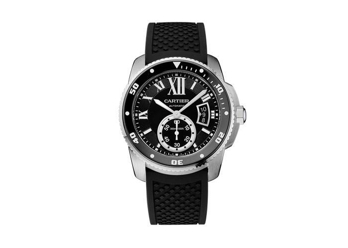 Calibre de Cartier Diver. Мужские часы для дайвинга с каучуковым браслетом водонепроницаемы и точны на глубине 300 метров, и этому только способствует