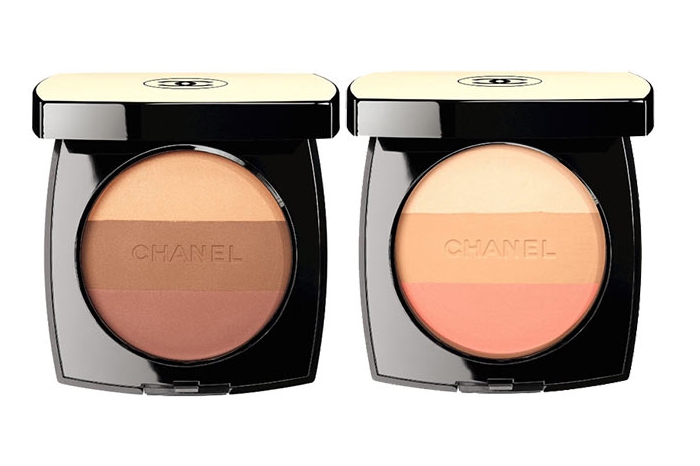 Les beiges, Chanel. В строю сдержанных пудр два лихих новобранца: пахнущий арбузом универсальный флюид с эффектом загара и «полосатая» пудра