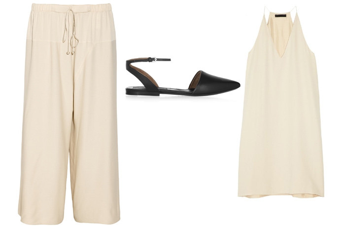 Брюки The Row, 34 000 рублей; топ The Row, туфли Proenza Schouler