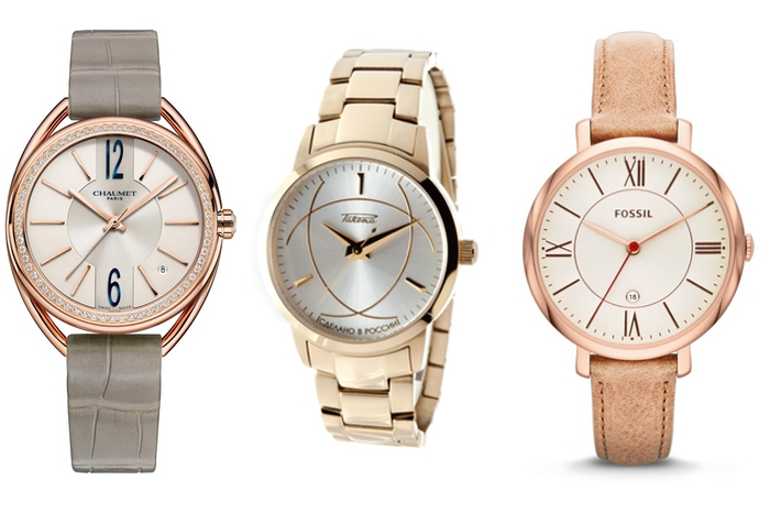 Слева направо: Liens (Chaumet), Yalta (Raketa), Jacqueline (Fossil) Часовщики с нежностью вспоминают 1970-е, когда деревья были большими, а циферблаты