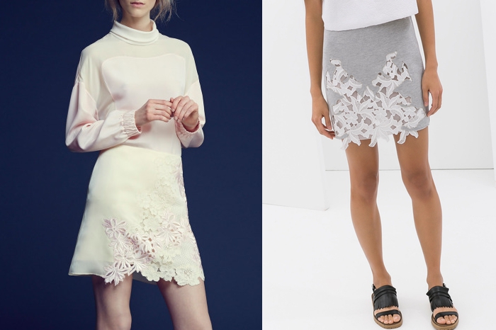3.1 Phillip Lim, 25 500 рублей; Zara, 2 799 рублей Пусть кружевную перфорацию на юбках уже эксплуатировали с десяток дизайнеров, копия из Zara