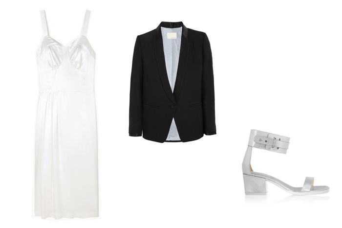 Платье Simone Rocha, жакет Band of Outsiders (DayNight Lite), туфли 3.1 Phillip Lim