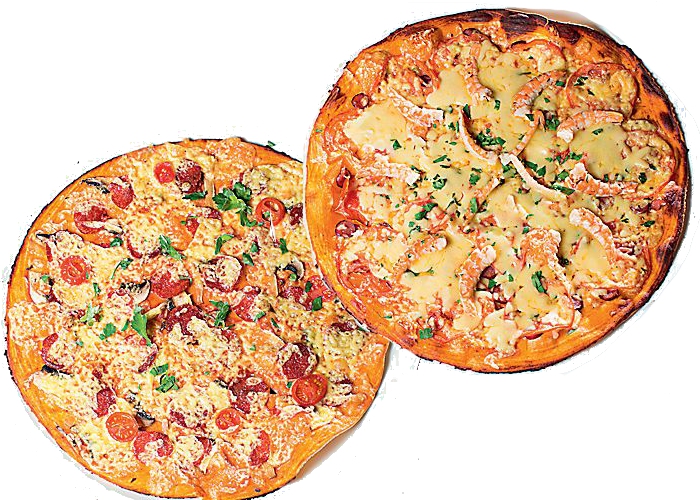 Слева: ПепперониСправа: Пицца с морепродуктами