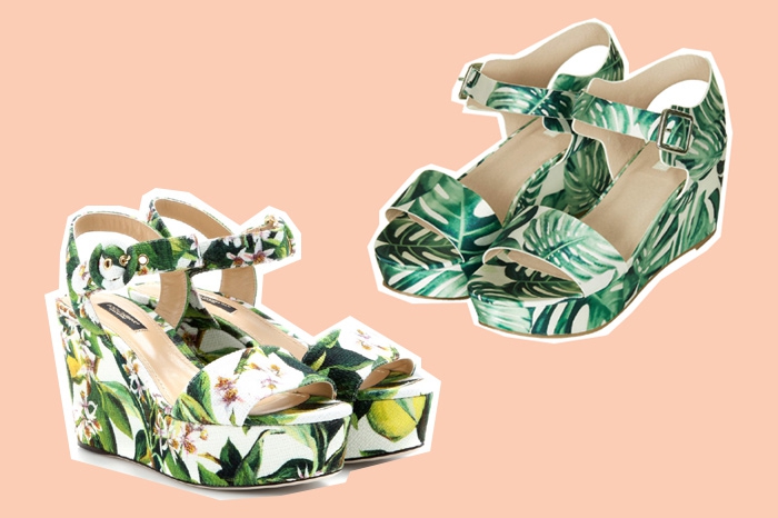 Dolce & Gabbana, 22 000 рублей; Topshop, 1 700 рублей Обвинять британский масс-маркет в плагиате не стоит, тропический принт Topshop эксплуатирует из