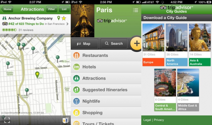Tripadvisor City Guide Платформа: iOS, GooglePlayЦена: бесплатно Одна из самых популярных серий бесплатных программных путеводителей. В приложении