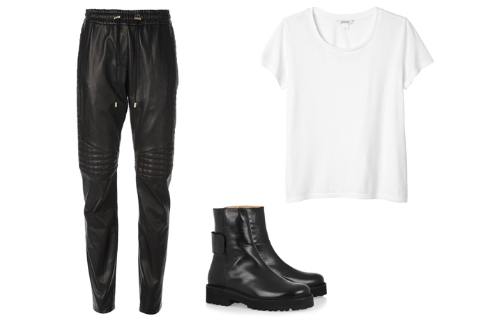 Штаны Balmain, 80 000 рублей; футболка Monki, ботинки MM6