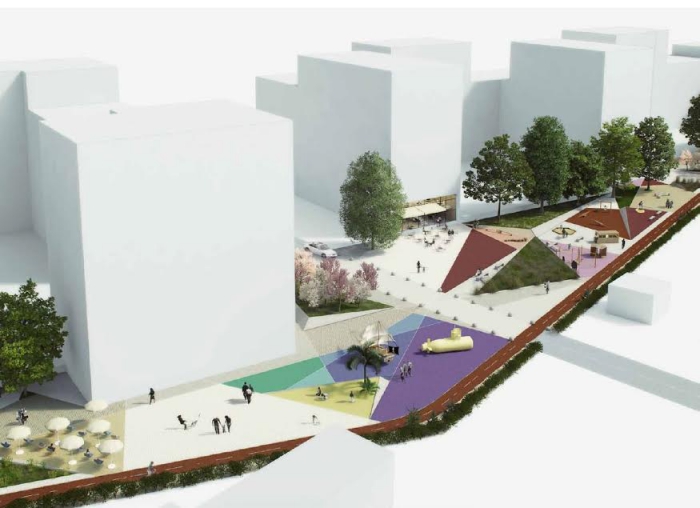 Пешеходный бульвар в центре квартала