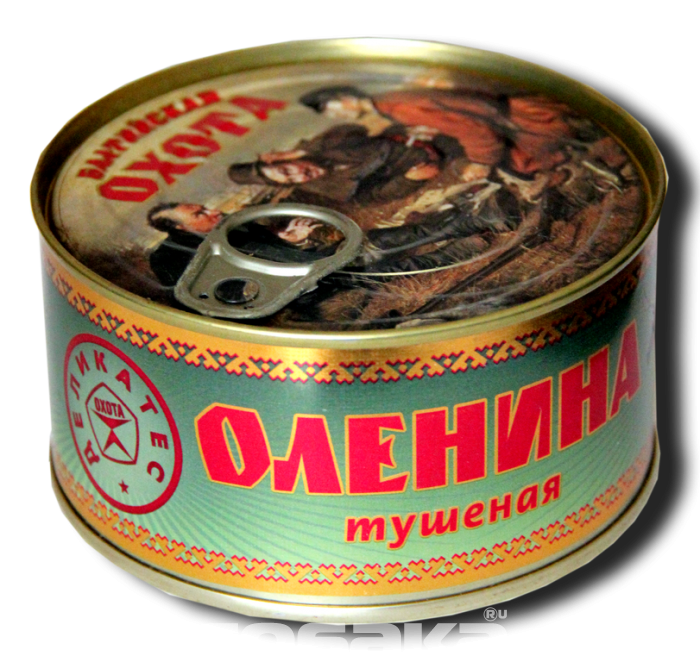 Тушеная оленина Пятерочка — МКК «Балтийскому», который закатывает в банки мясо утки, гуся, кабана и даже конину. Из заявленных ингредиентов «Тушеной