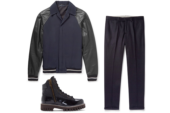 Бомбер Lanvin, ботинки McQ Alexander McQueen (2 этаж ДЛТ), брюки NN07