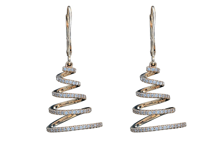 Scoubidou, Indygo Серьги-спирали французского ювелира Ива Ломонье разрезают на полоски попавшийся в них ветер.