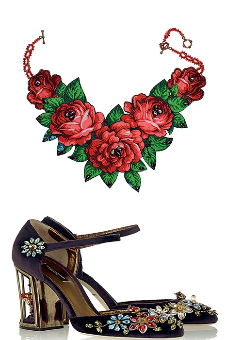 Ожерелье Masterpeace, 10 000 рублей (dressone.ru), туфли Dolce & Gabbana, 96 000 рублей (ДЛТ)