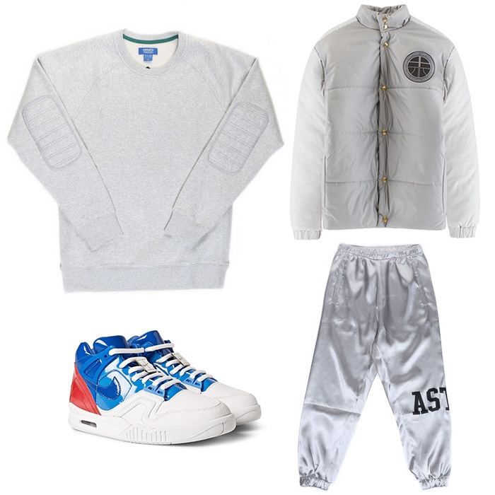 На улице: свитшот Adidas Originals, кроссовки Nike, брюки и пуховик Astrid Andersen