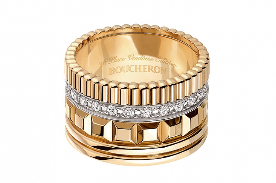 Boucheron Quatre Radiant Edition Кольца Quatre, сложенные из разного по огранке золота (а в первоначальном издании — разного и по цвету: розового