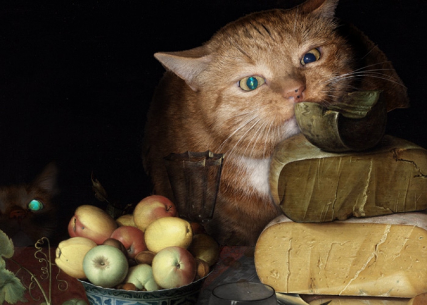 Флорис Ван Дейк, Натюрморт с сырами и котами