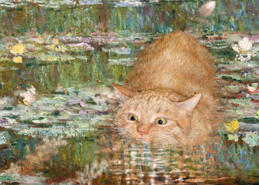 Моне, Купание у моста с водяными лилиями