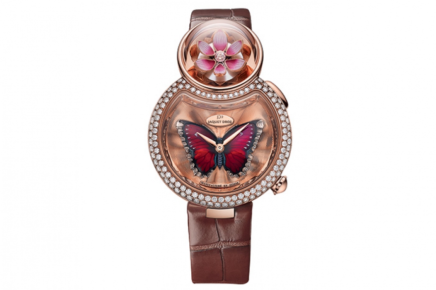 В ювелирных часах Lady 8 Flower Jaquet Droz, как у сиамских близнецов, бьются два сердца: часовой механизм и автоматон, который раскрывает цветок