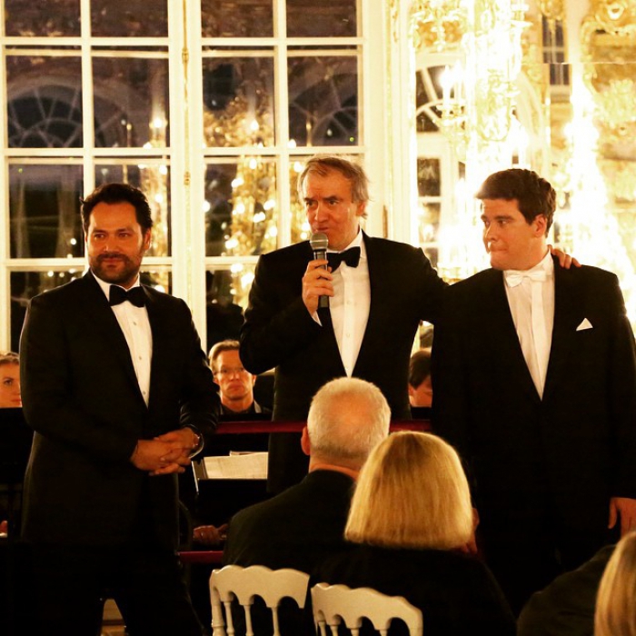 Валерий Гергиев, солист Мариинского театра и Метрополитен-опера Ильдар Абдразаков и пианист Денис Мацуев