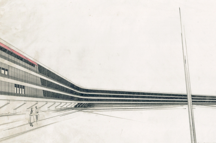 Проект Вильо Ревелля Напоминающий конструктивистские жилые дома-фабрики проект «Синяя лента» для Хельсинки — победитель конкурса, проведенного в