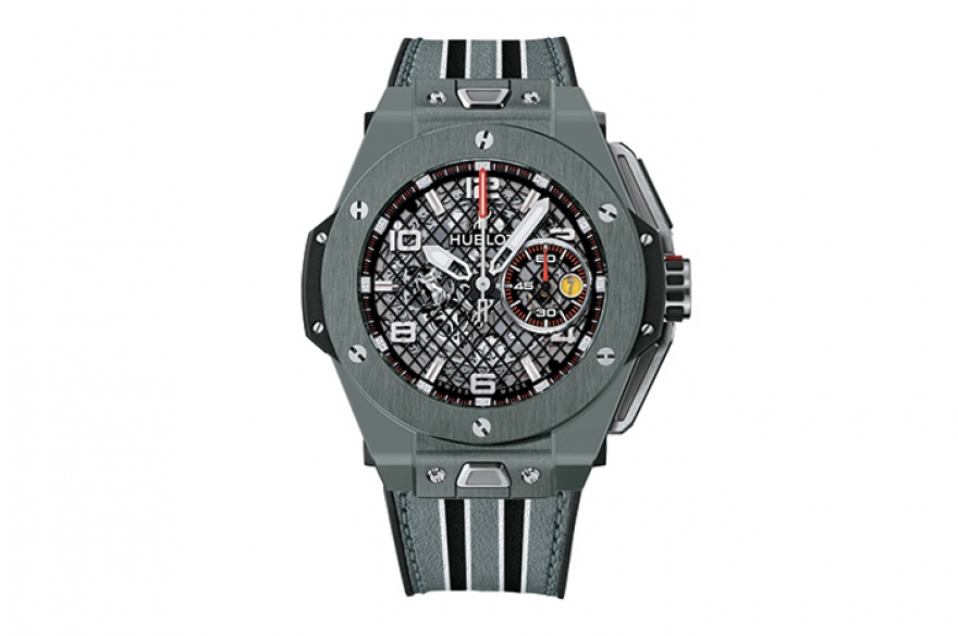 Big Bang Ferrari Speciale Grey Ceramic, Hublot Третий год коллаборации с компанией Ferrari совпал с десятилетием модели Big Bang. Поэтому новые часы