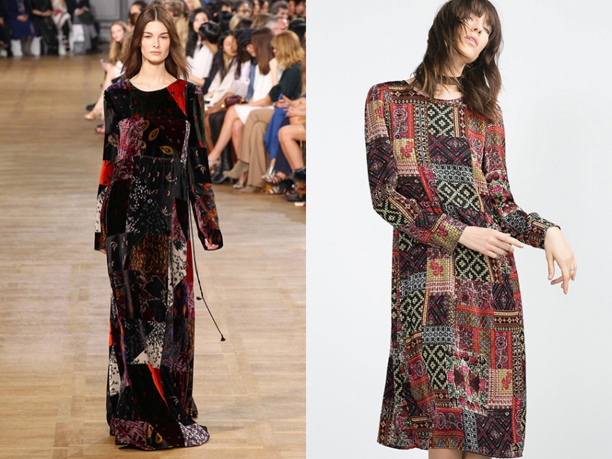 Платье Chloe, около 210 000 руб.; Zara, 3 999 руб.