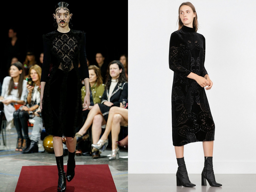 Бархатное платье Givenchy, около 200 000 руб.; Zara, 7 999 руб