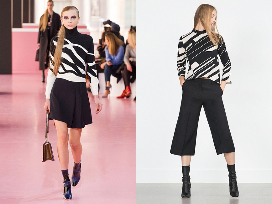 Свитер Christian Dior, около 40 000 руб.; Zara, 2 499 руб.