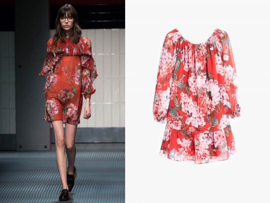 Платье Gucci, 98 400 руб.; Mango, 3 490 руб.