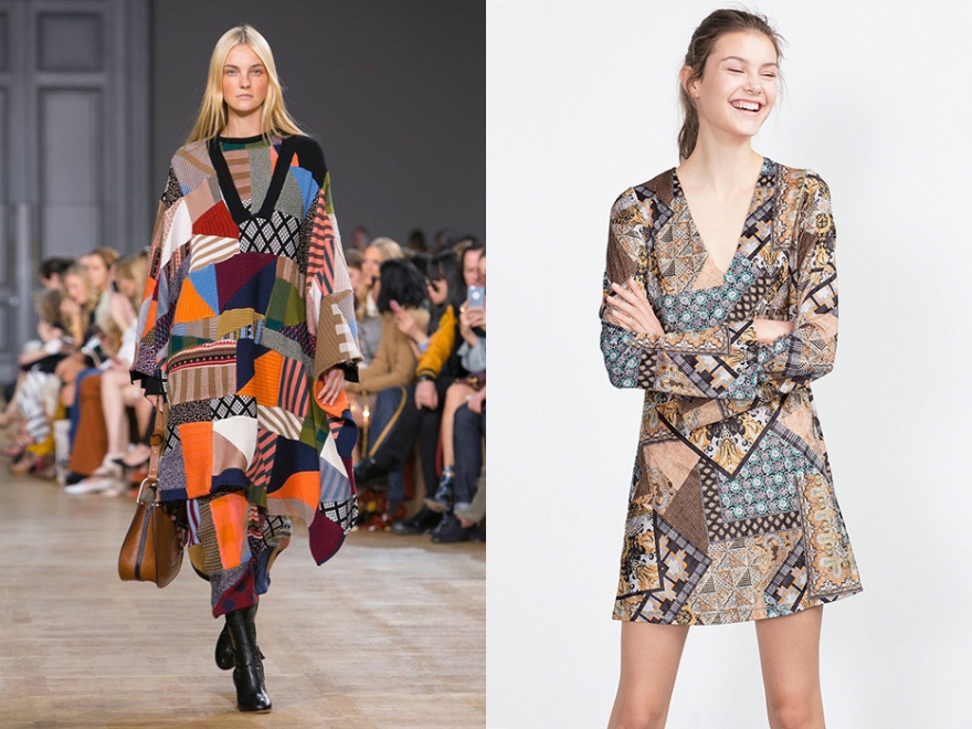 Пончо Chloe, 220 000 руб.; платье Zara, 2 599 руб.