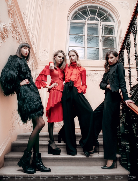 На Насте Шанцевой: шуба, сшитая на заказ, сапоги с блошиного рынка на Удельной; на Насте Наумовой: платье Gucci (ДЛТ), туфли H&M; на Кирилле