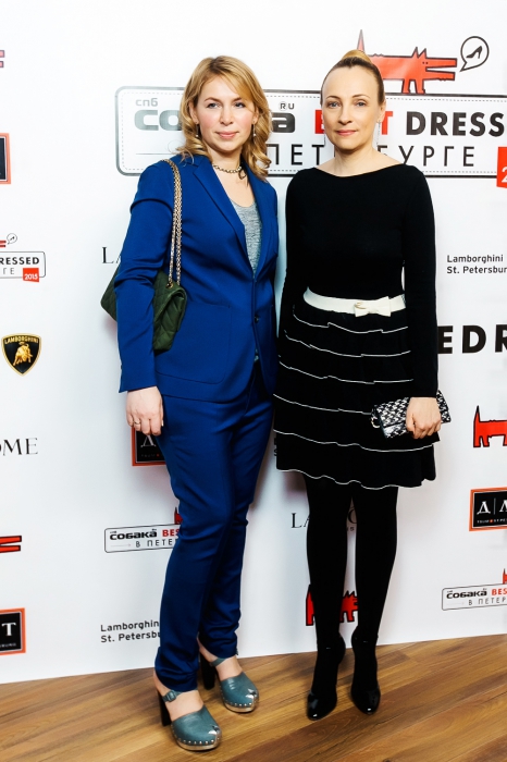 Елена Котляр (с макияжем от Lancome и в костюме Dsquared2) и Инесса Гаевская (в платье Red Valentino)