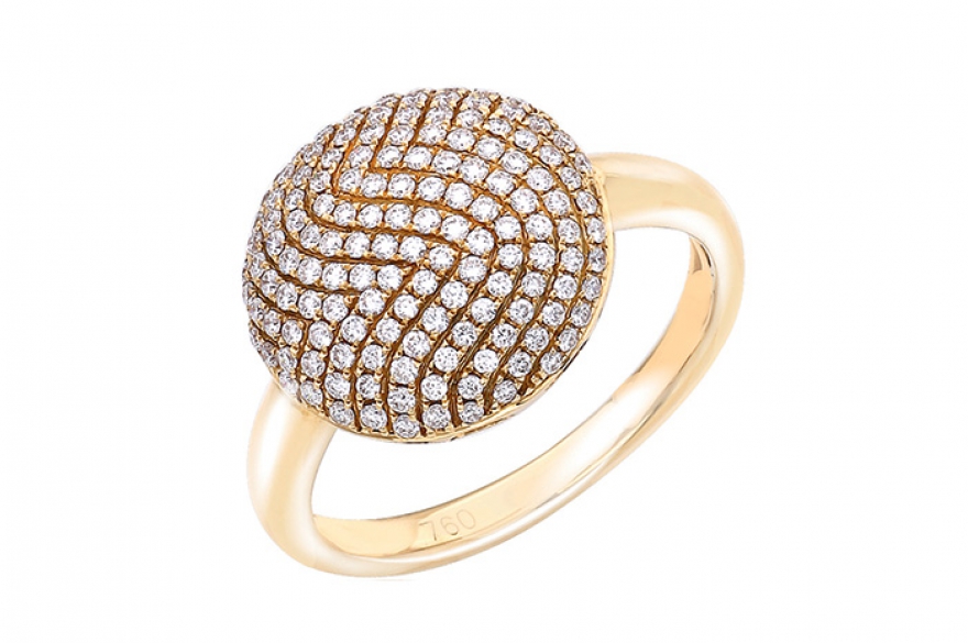 Pavement, Choron Хотя паве этого перстня по всем законам ювелирного искусства составлено из бриллиантов круглой огранки, их ровные ряды создают