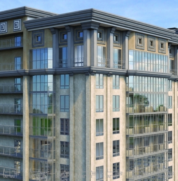 Высота потолков квартир на верхних этажах — 3,19 метра.