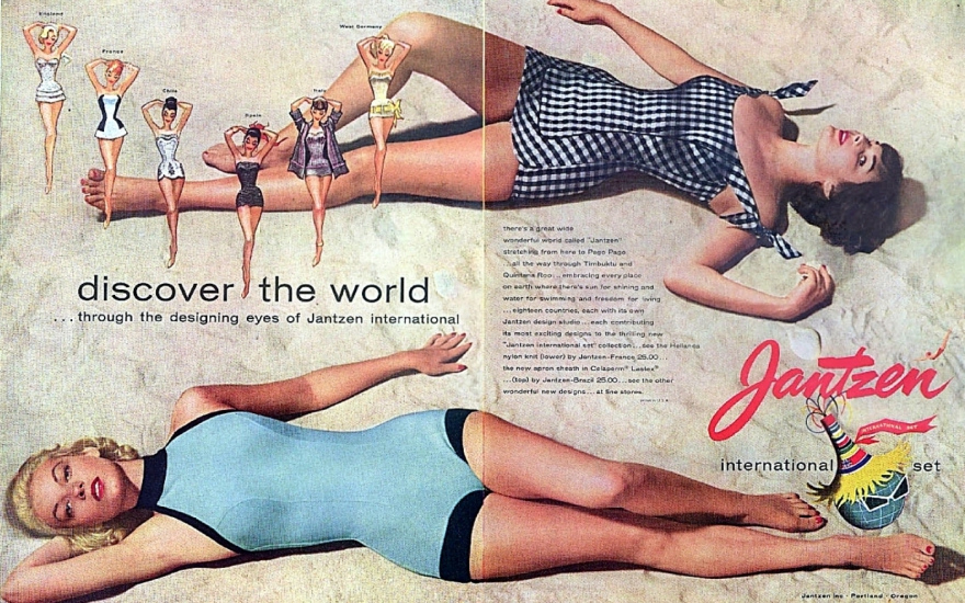 Реклама бренда Jantzen, выпускающего купальники, 1950-е годы