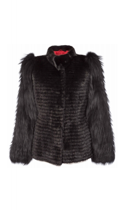 Куртка из меха норки и лисы в стиле furblocking (объединение в одном изделии мехов разной фактуры) Бренд SkinnWille Цена с учетом скидки 30% - 63 700