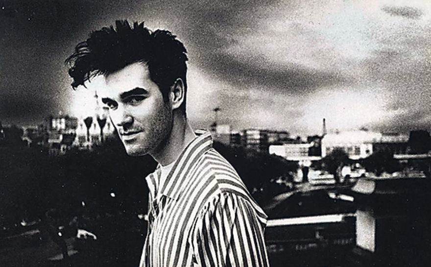 Не забываем про полоску и прическу, как у Моррисси