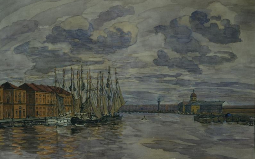 Вид с Тучкова моста в Петербурге. 1912 год