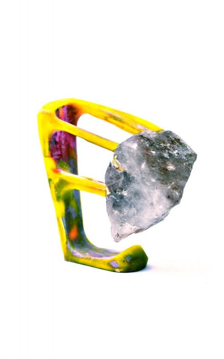 Кольцо «Камни Петергофа». Латунь, холодная эмаль, камень с берега залива