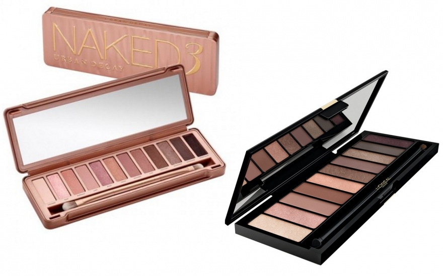Палетка Urban Decay Naked 3 (4 390 руб.) VS. палетка Nude Color Riche L'Oreal (800 руб.)