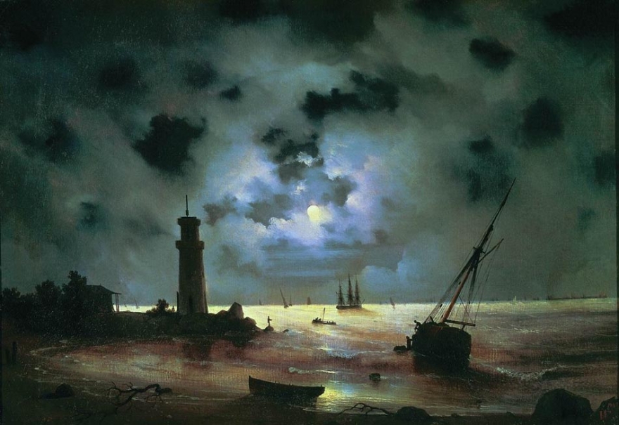 Берег моря ночью. У маяка, 1837