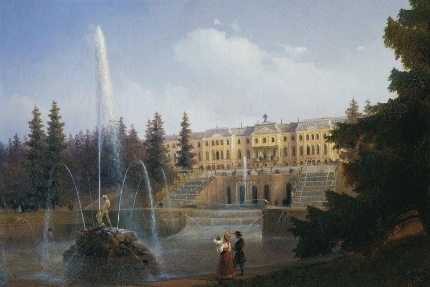 Вид на Большой Каскад и Большой Петергофский дворец, 1837