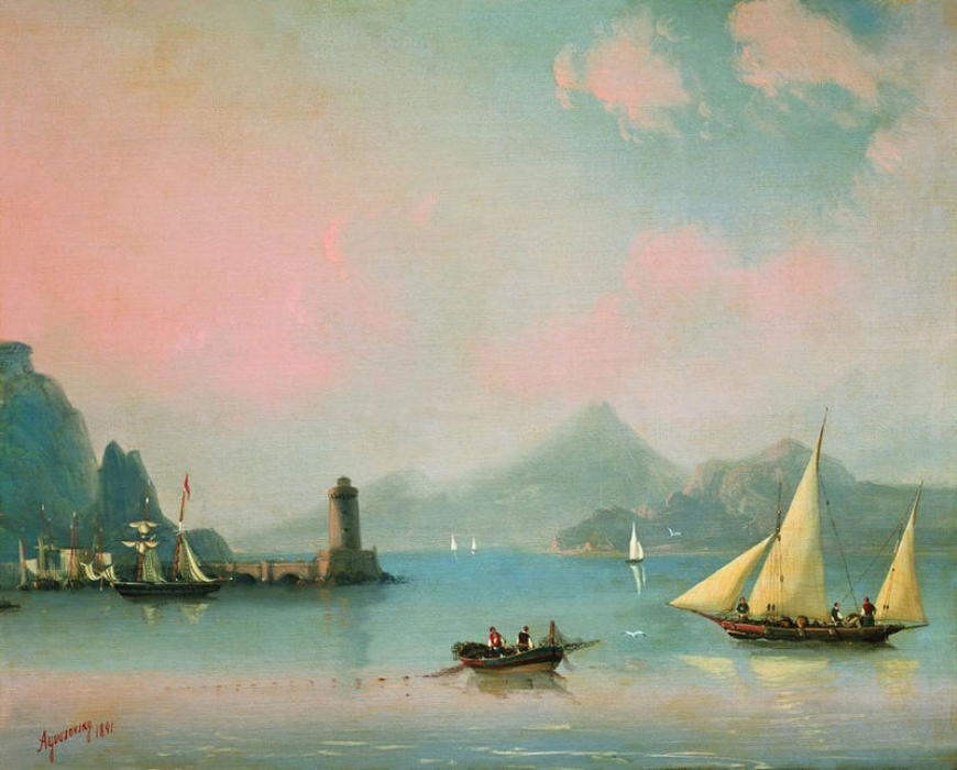 Морской пролив с маяком, 1841