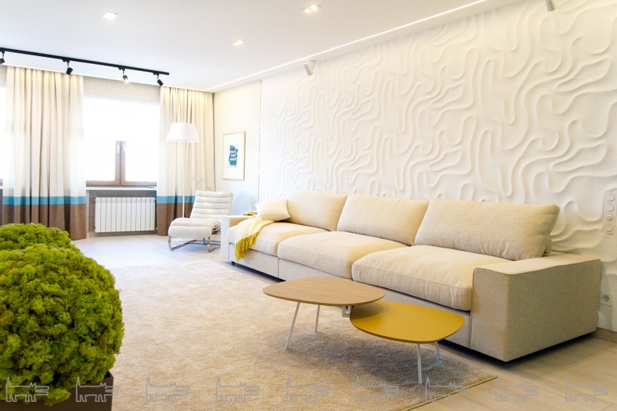 Эффекта глубины интерьера помогают достичь декоративные стеновые панели Artpole из коллекции Fog, купленные в салоне Ambiente Decor.